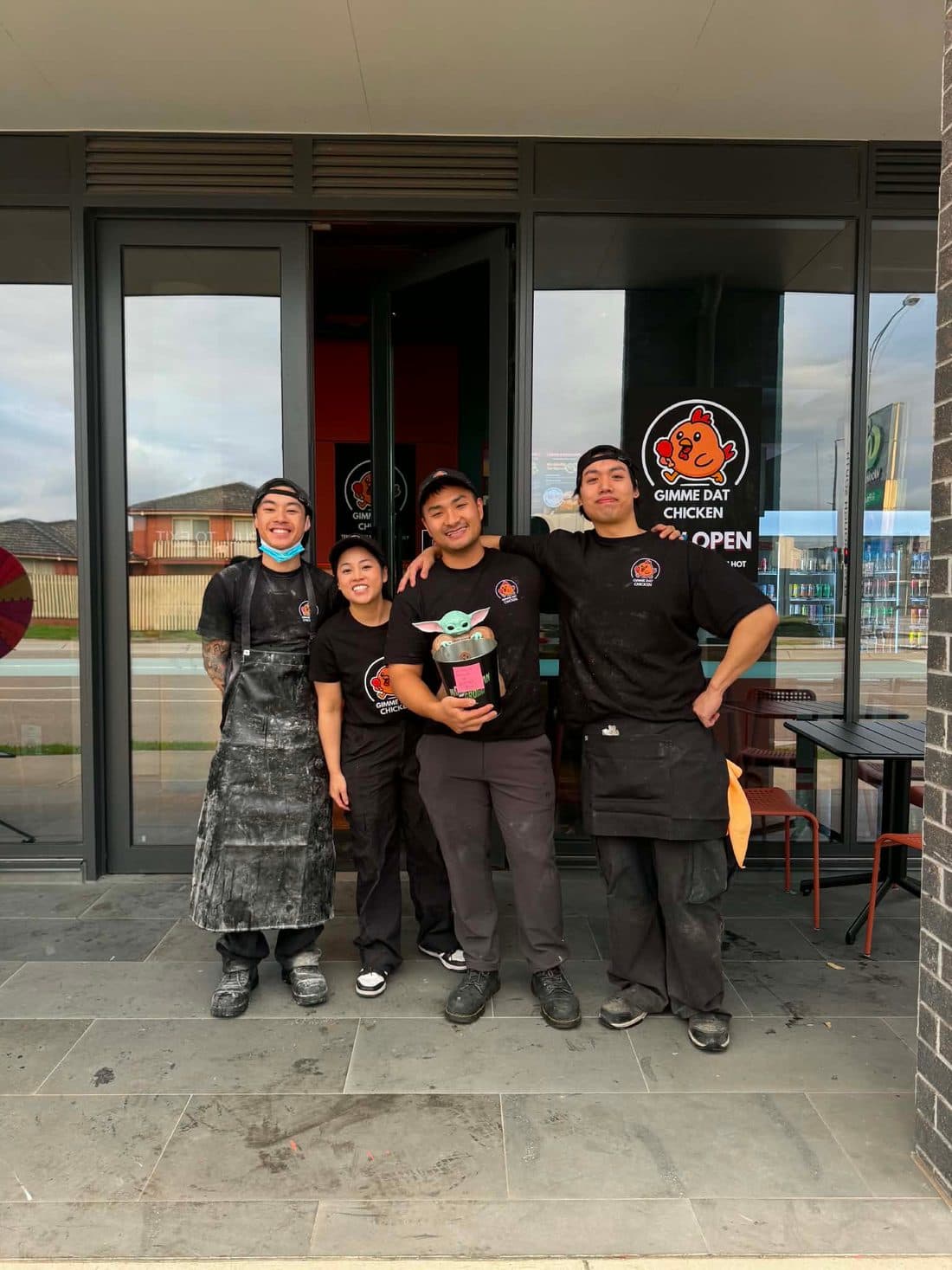 The Gimme Dat Chicken crew outside the Keysborough shop